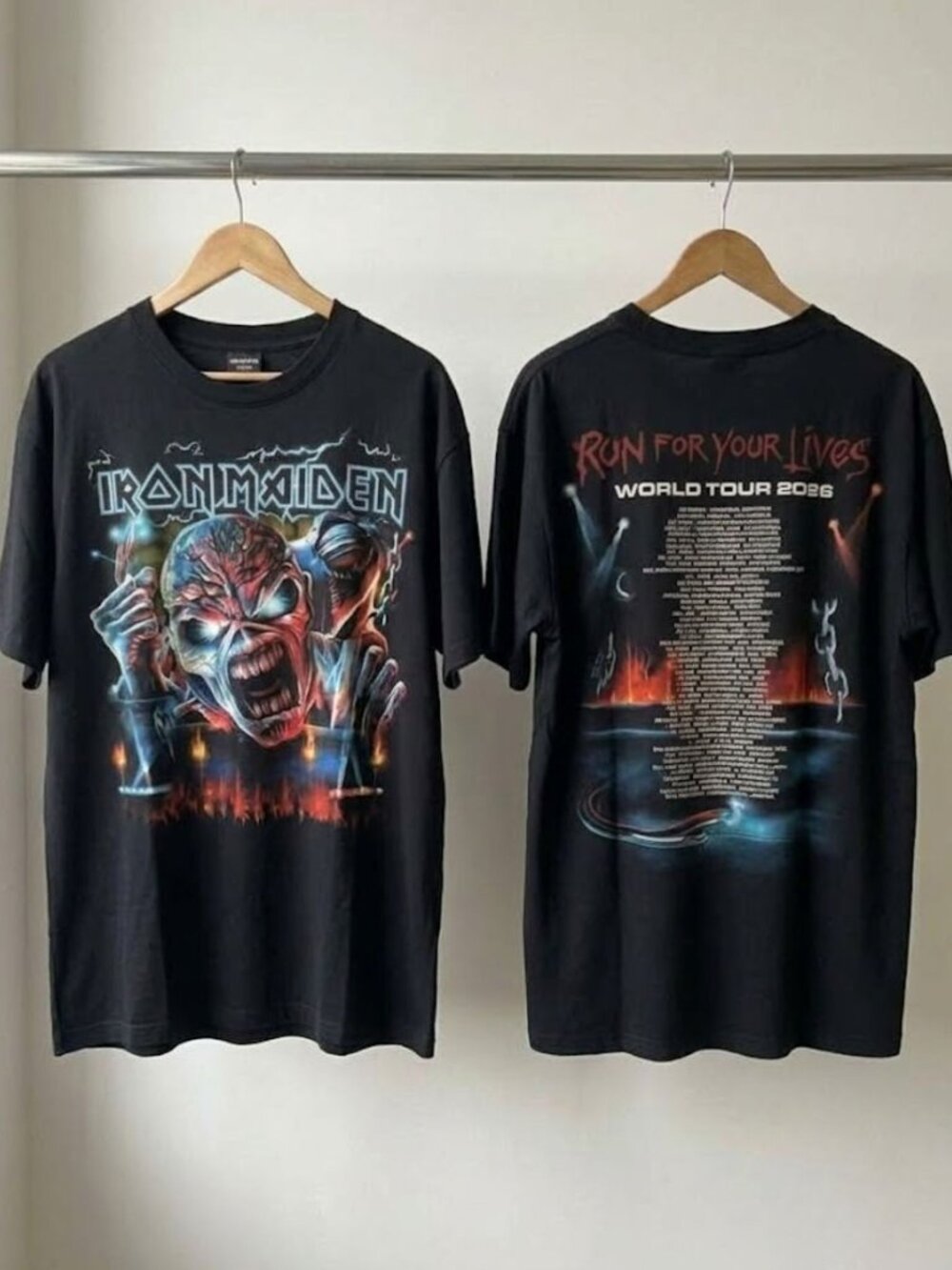 Iron Maiden Run For Your Lives World Tour 2026 T-Shirt Reprint